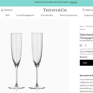 NWT Tiffany Champagne Flutes